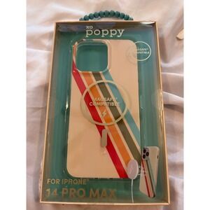 XO Poppy Phone Case for iPhone 14 Pro Max MagSafe Compatible Rainbow Stripes